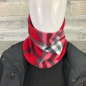 Red black white gray Plaid Tartan neck gaiter neck warmer fleece Scarf Tube cowl